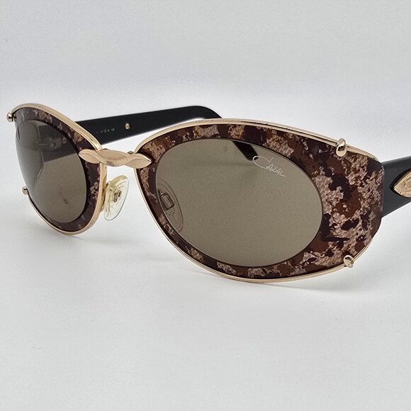 Cazal Mod. 911 Col. 948 Black Gold Leopard Frame Green Lens Sunglasses w/ Case - Picture 3 of 16